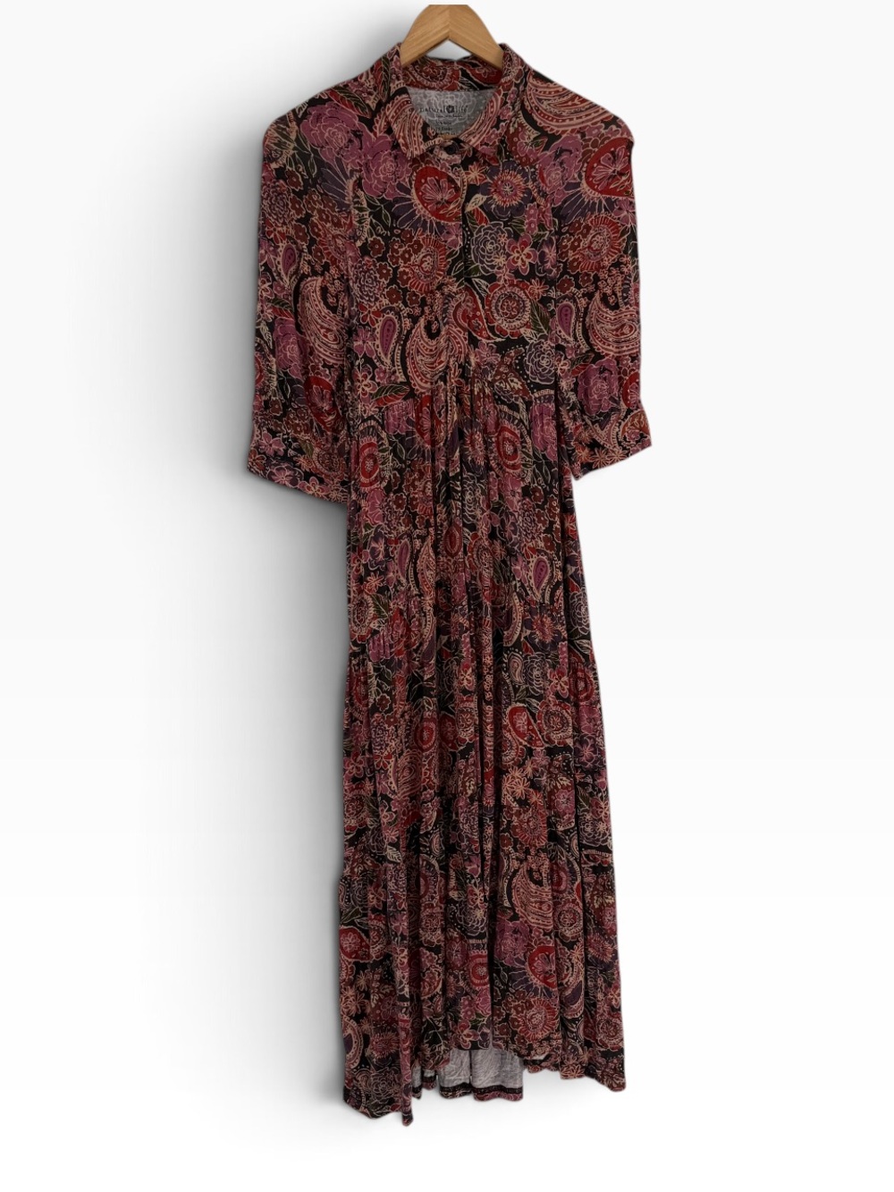 NATURAL LIFE Rebecca "ButterSoft" Midi Dress Floral/paisley Tiered Size L